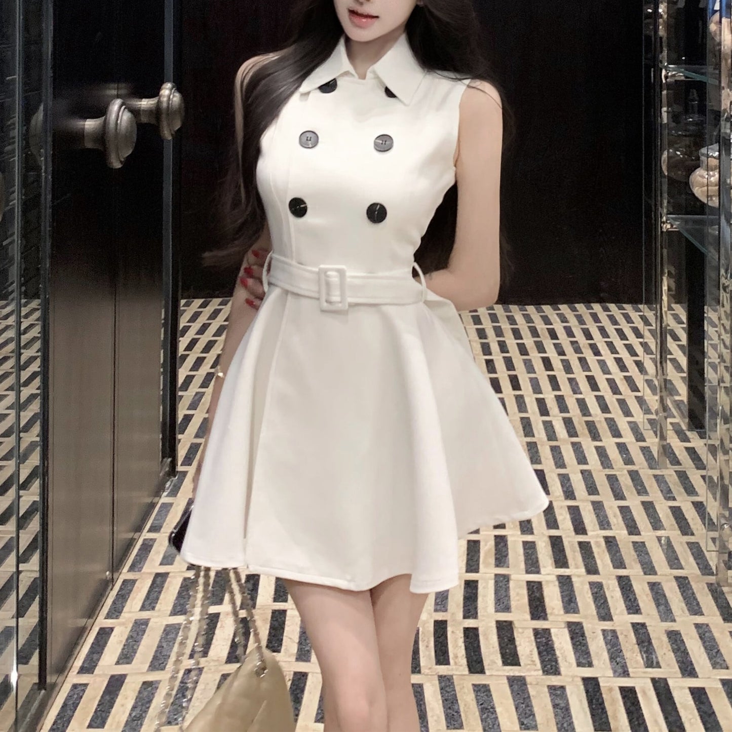 【dress】ダブルボタンミニワンピース N3151