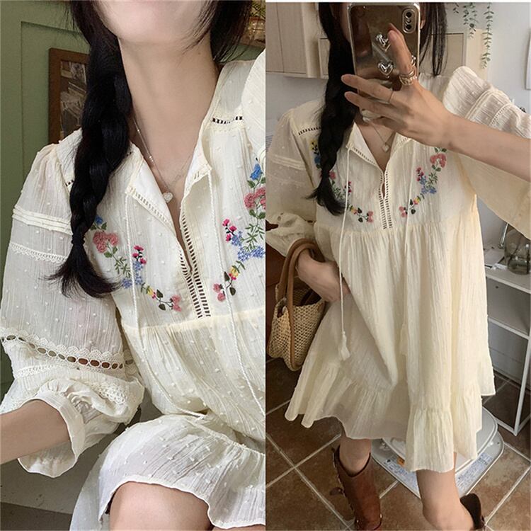 【dress】ランタンスリーブ花柄ワンピース G20348