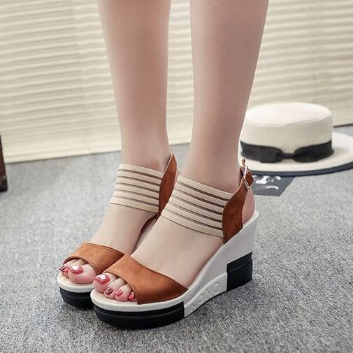 【shoes】選べる3色!履きやすい合わせやすい厚底配色韓国ファッションサンダル