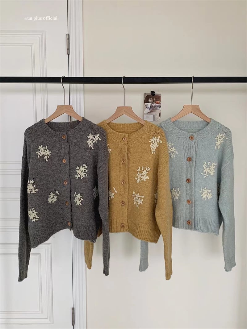 【outer】刺繍ニットカーデ M17962