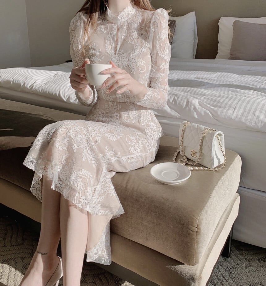 【set】ブラウス+マーメイドスカート2点セットF7042