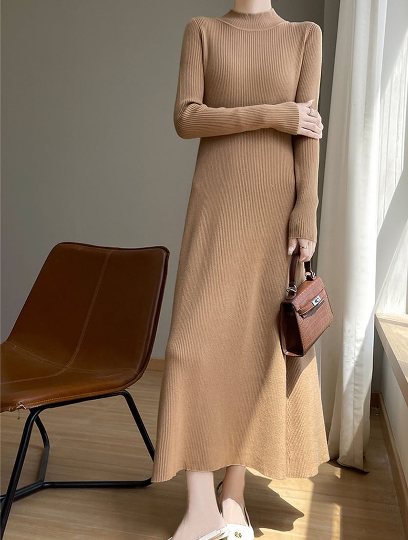 【dress】ハイネックニットワンピース Q7316
