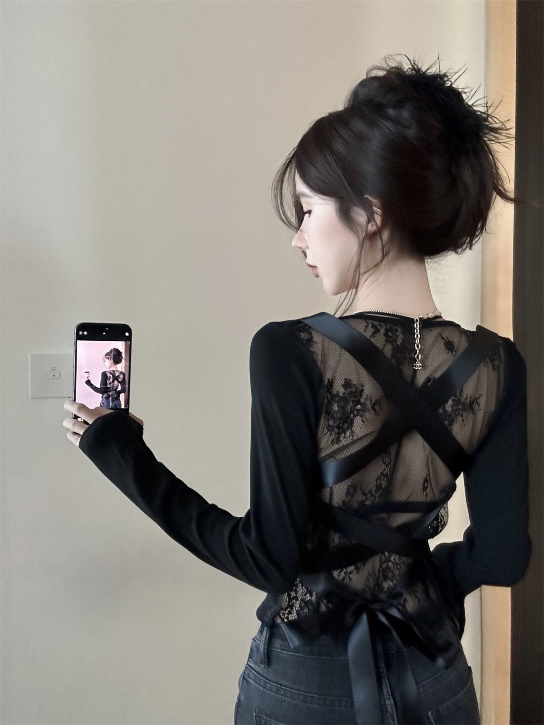 【tops】レース切り替えTシャツG20112