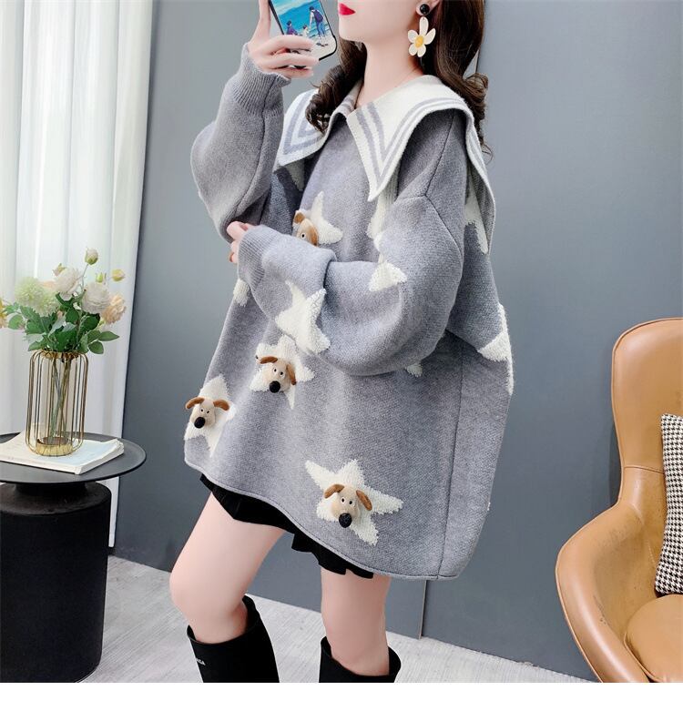 【tops】折り襟ニットセーター　M26950