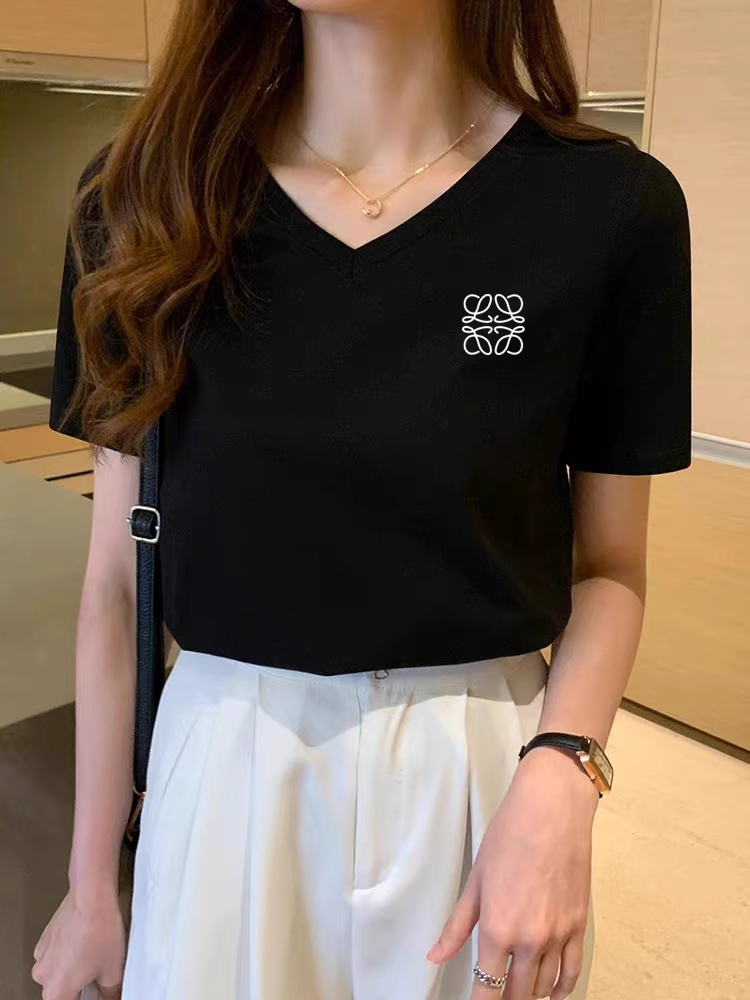 【tops】2色Vネック半袖ＴシャツF7777