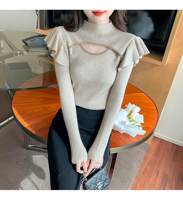 【tops】フリルニットトップス　M18859