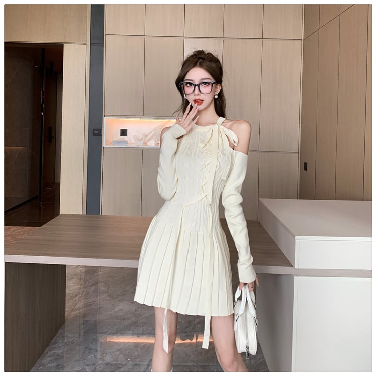 【dress】オフショルダーニットワンピース　M27465