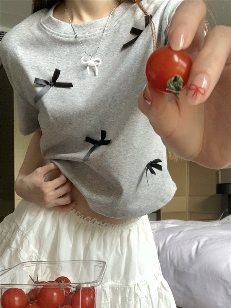 【tops】リボン付きTシャツ　M24440