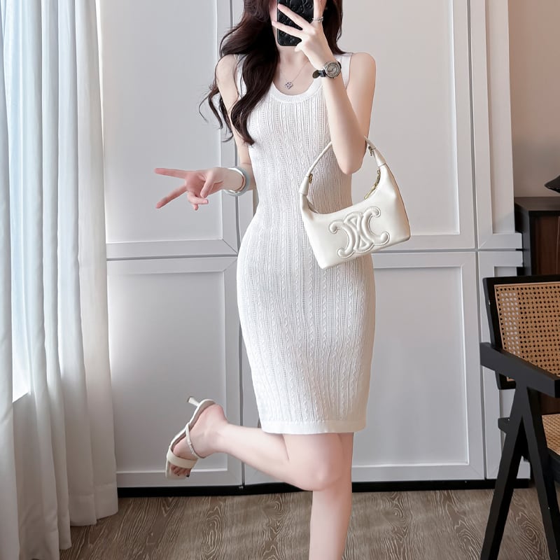 【dress】ノースリーブニットワンピース Q8488
