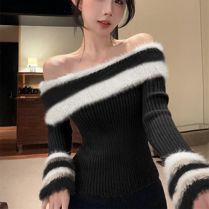 【tops】ボートネックニットトップス　M27705