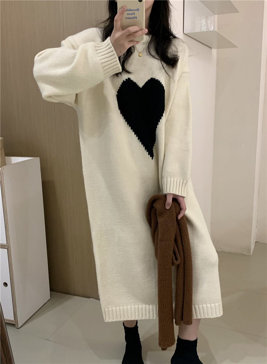 【dress】ハート柄ニットワンピース 　N2240