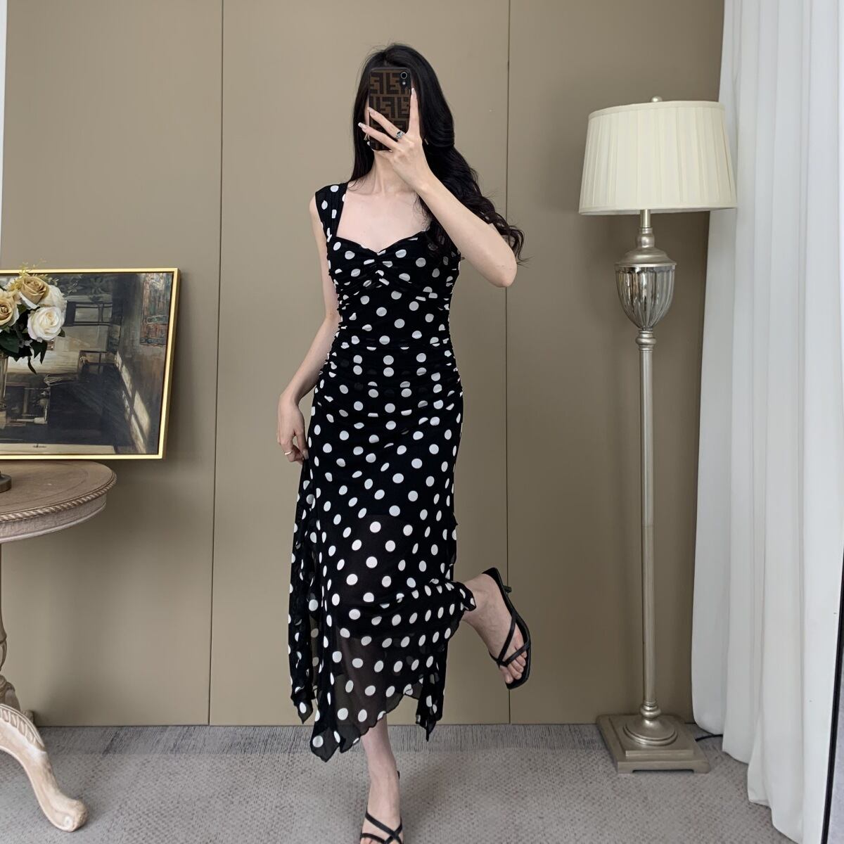 【dress】ドット柄キャミワンピース　M29994