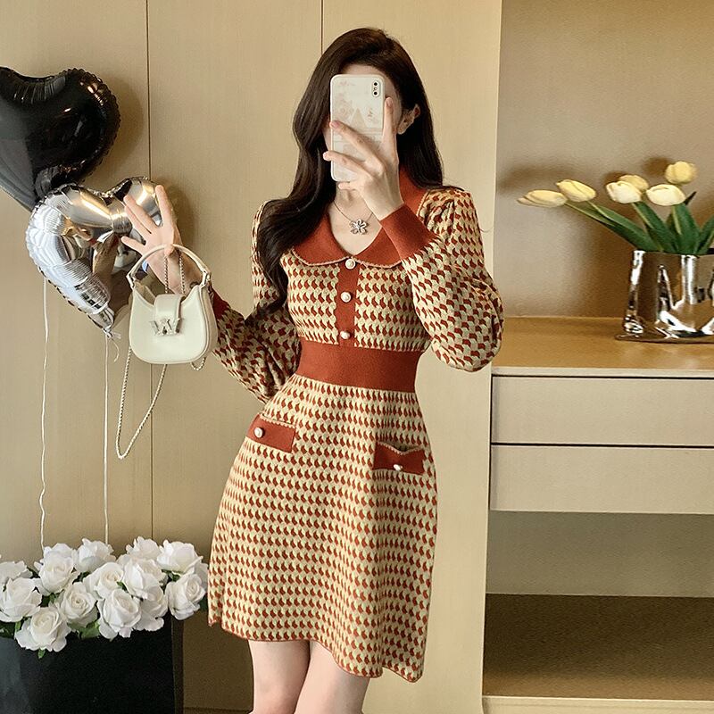 【dress】ジャカードニットワンピース　M28390