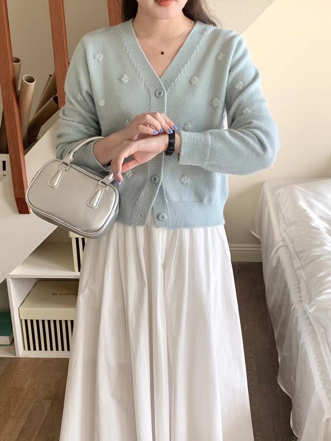 【outer】Vネックニットカーデ　M25925