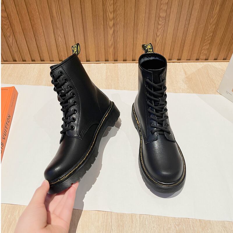 【shoes】ラウンドトゥ厚底無地おしゃれ履きやすい美脚魅せマーティンブーツF1241