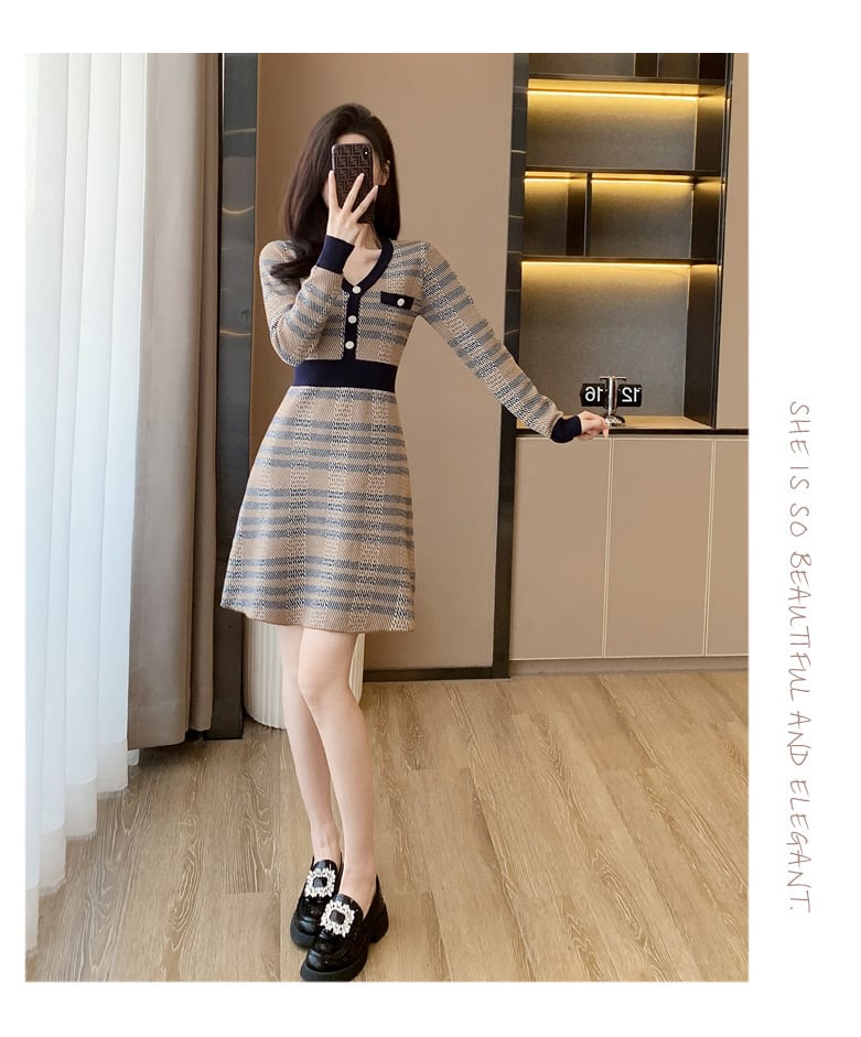 【dress】Vネックワンピース　M25463