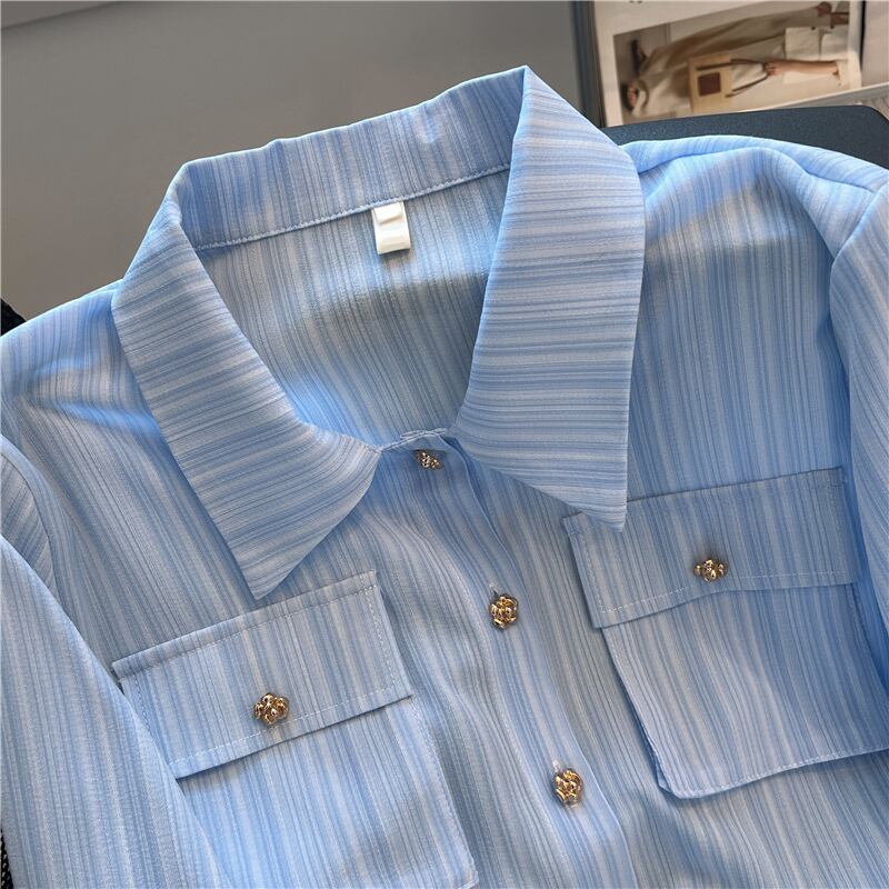 【tops】ストライプ柄薄手ブラウスG20658