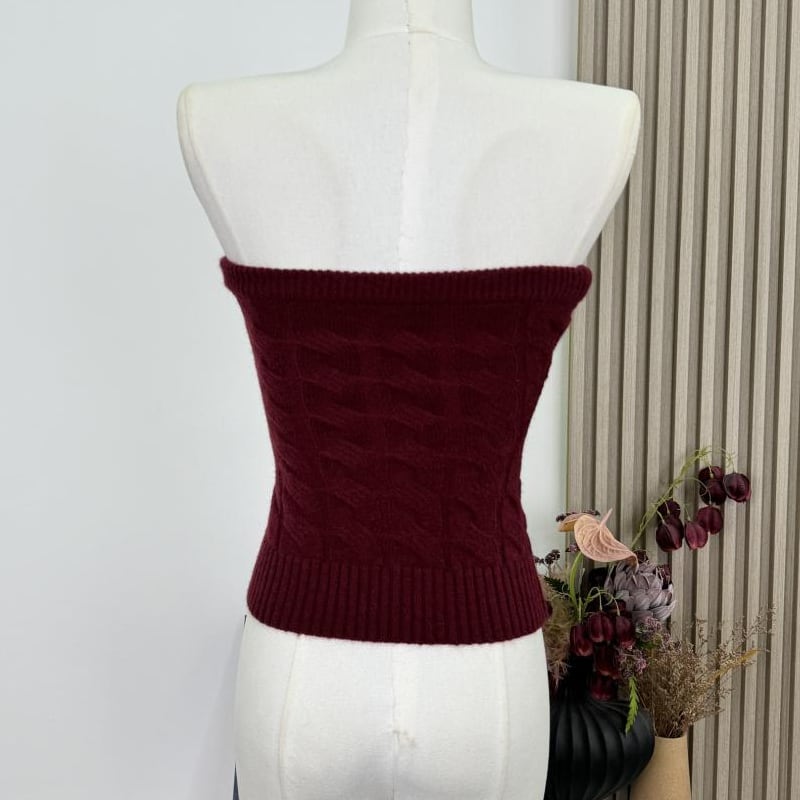 【tops】ニットチューブトップス Q7618