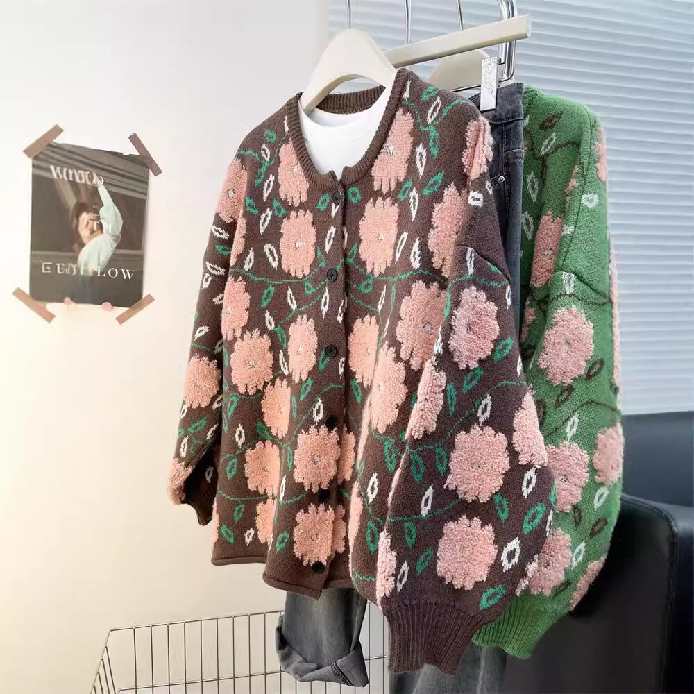 【outer】ジャカードニットカーデ　M28934