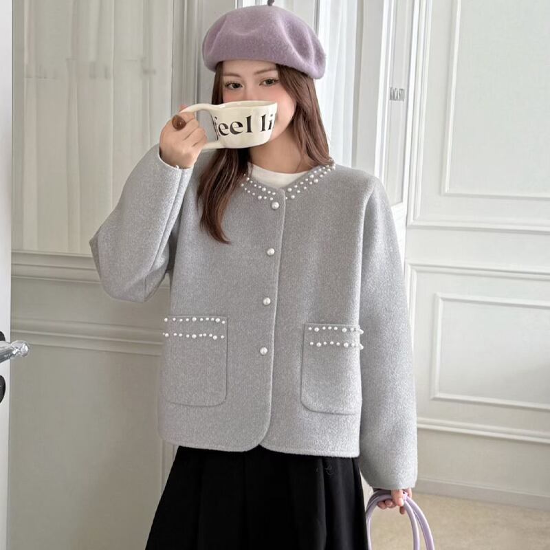 【outer】パール付きコート Q7012