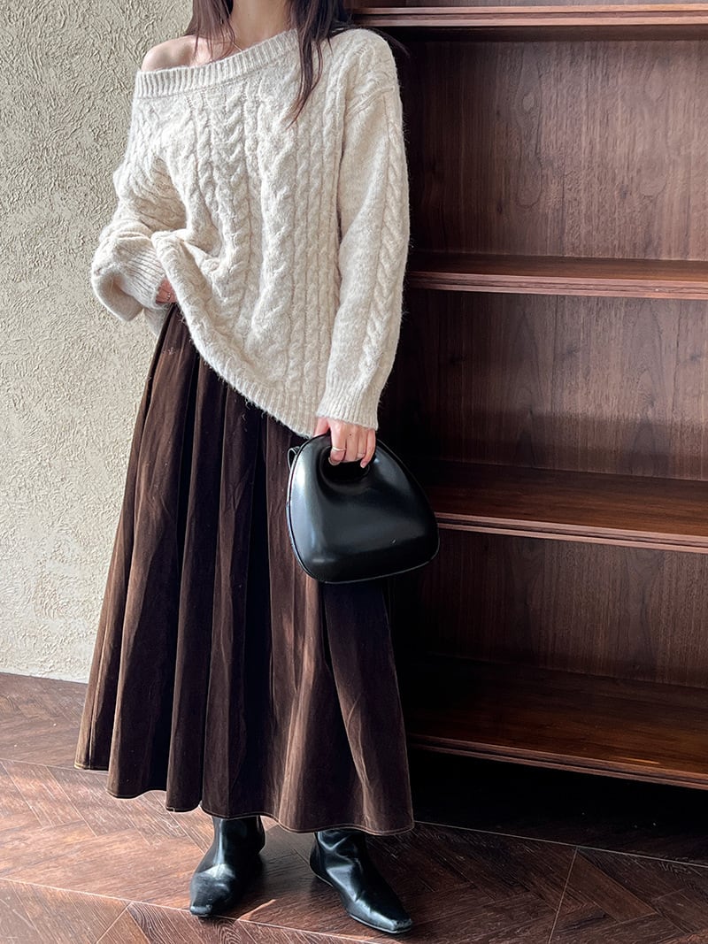 【tops】オフショルダーニットトップス　N2912
