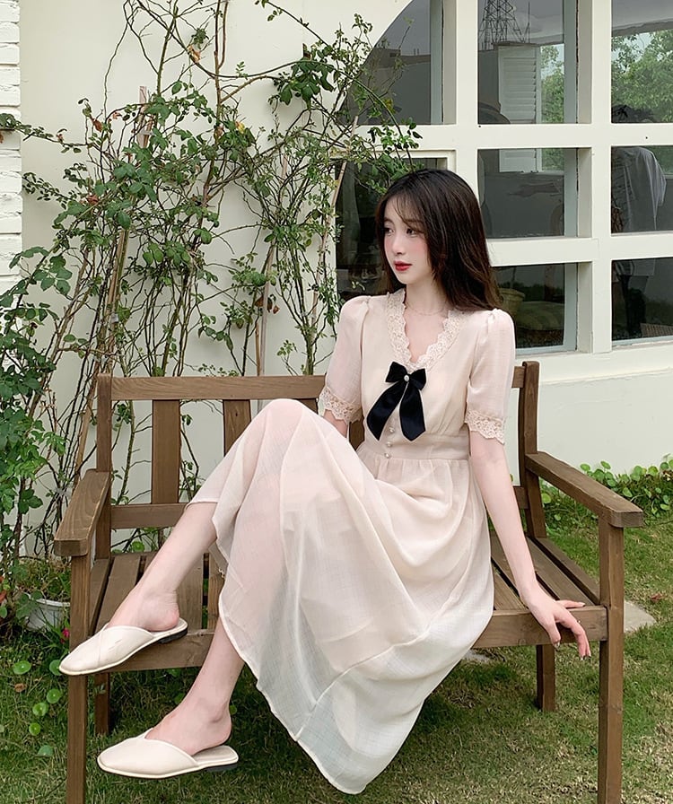 【dress】Vネックレースデートワンピース G20928