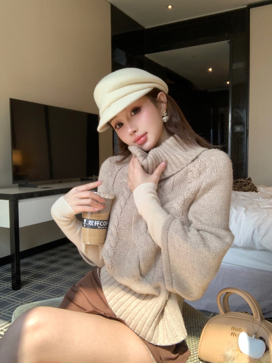 【tops】ハイネックドルマンスリーブニットトップス　N3336