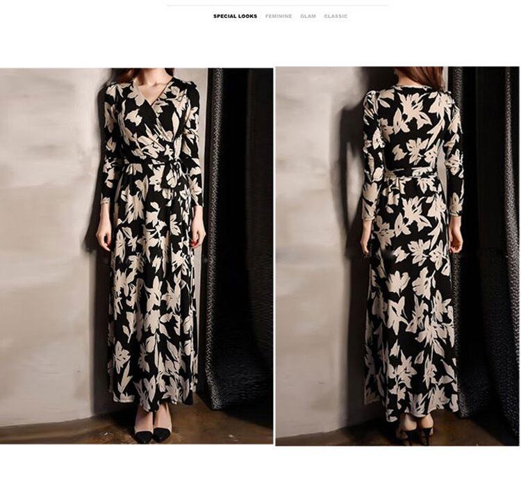 【dress】好感度UP!セクシー気質満点レトロ体型カバー着痩せVネックワンピース G2003