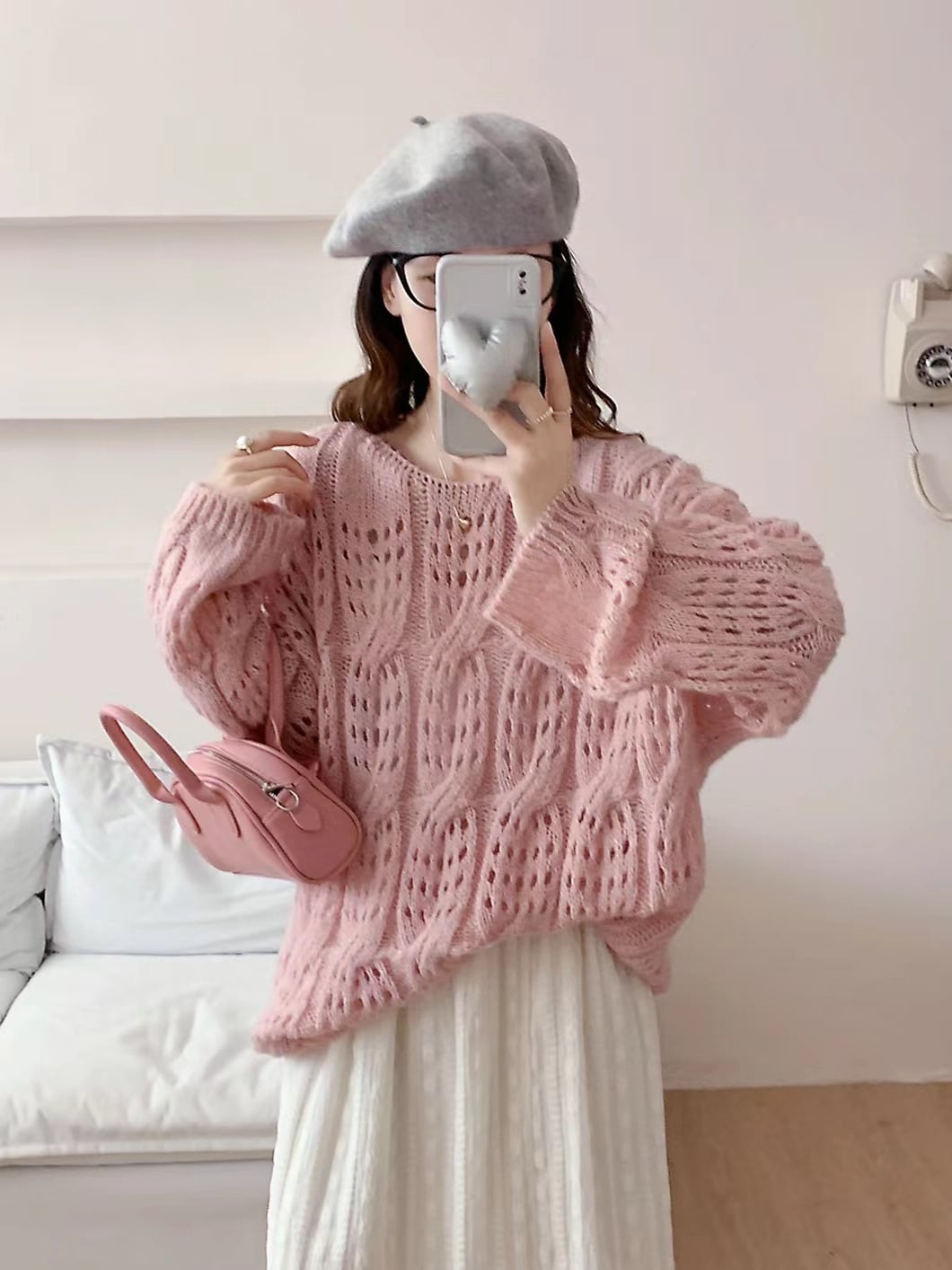【tops】カットワークニットセーター　M26021