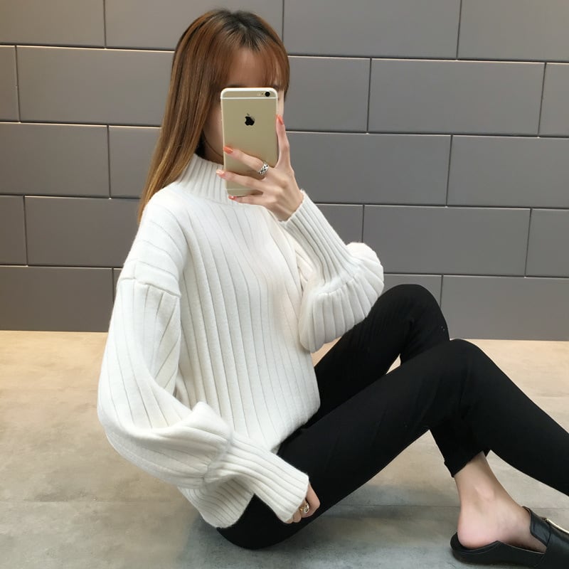 【tops】ランタンスリーブニットセーター　M28857