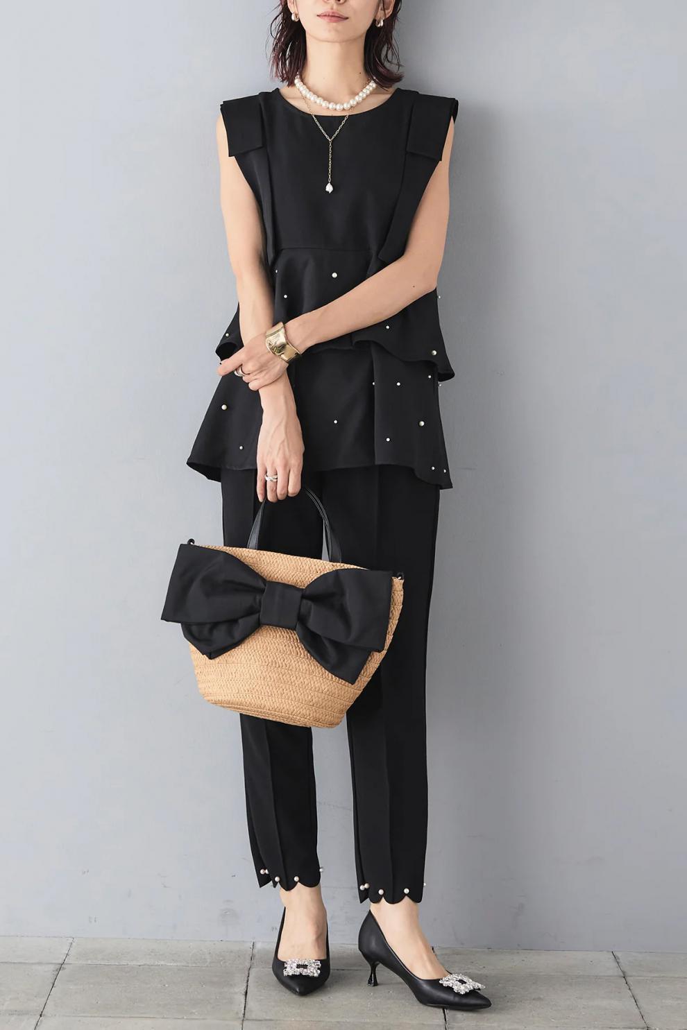 【tops】パールノースリーブトップス　M24912