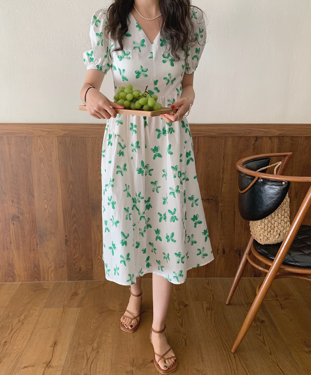 【dress】パフスリーブワンピース　M24628