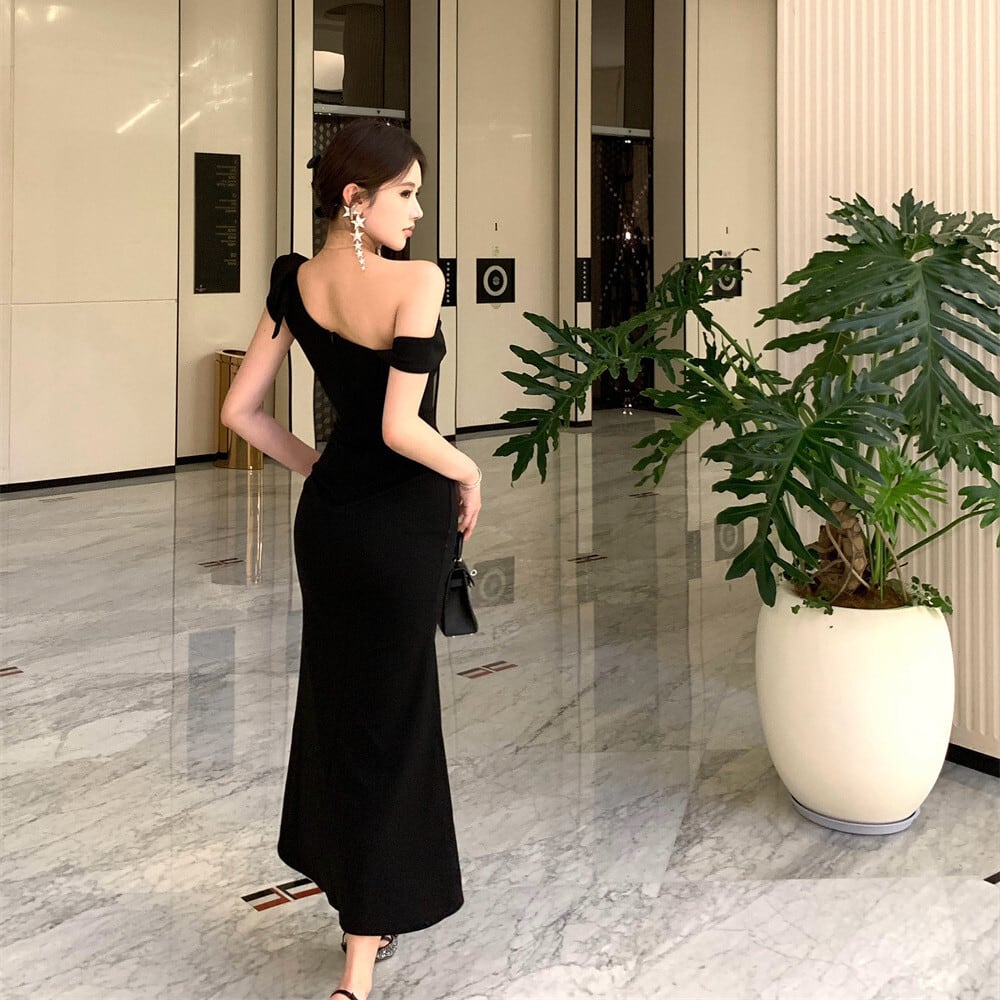 【dress】ワンショルダーフリルマーメイドワンピース　M31571