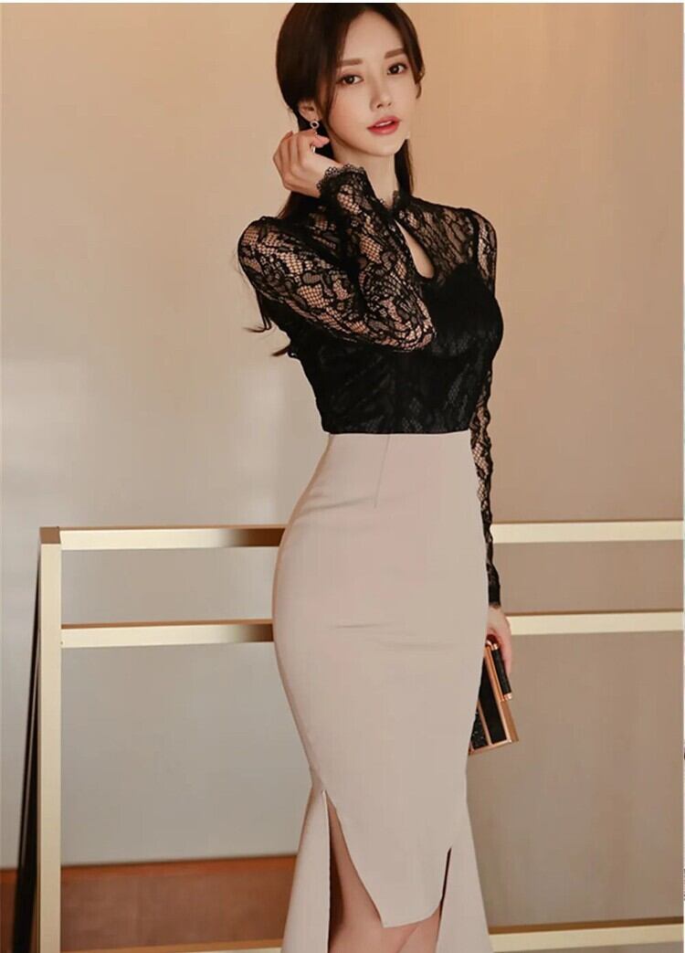【dress】レースドッキングワンピース　M18761