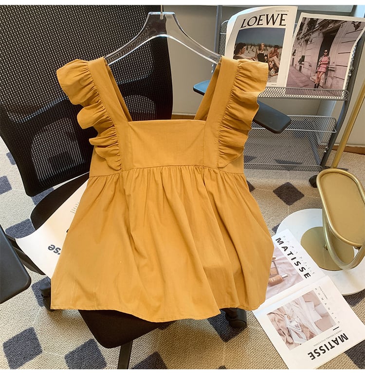 【tops】2色フレンチスリーブタンクトップF7503