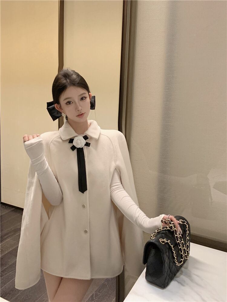 【outer】裹起毛ケープコート　M27955