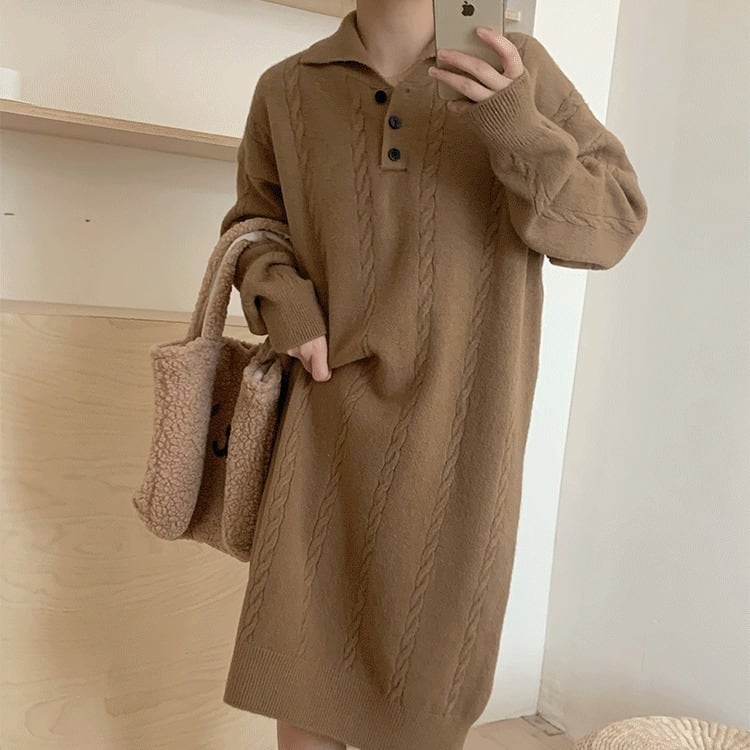 【dress】POLOネックニットワンピース　M18757