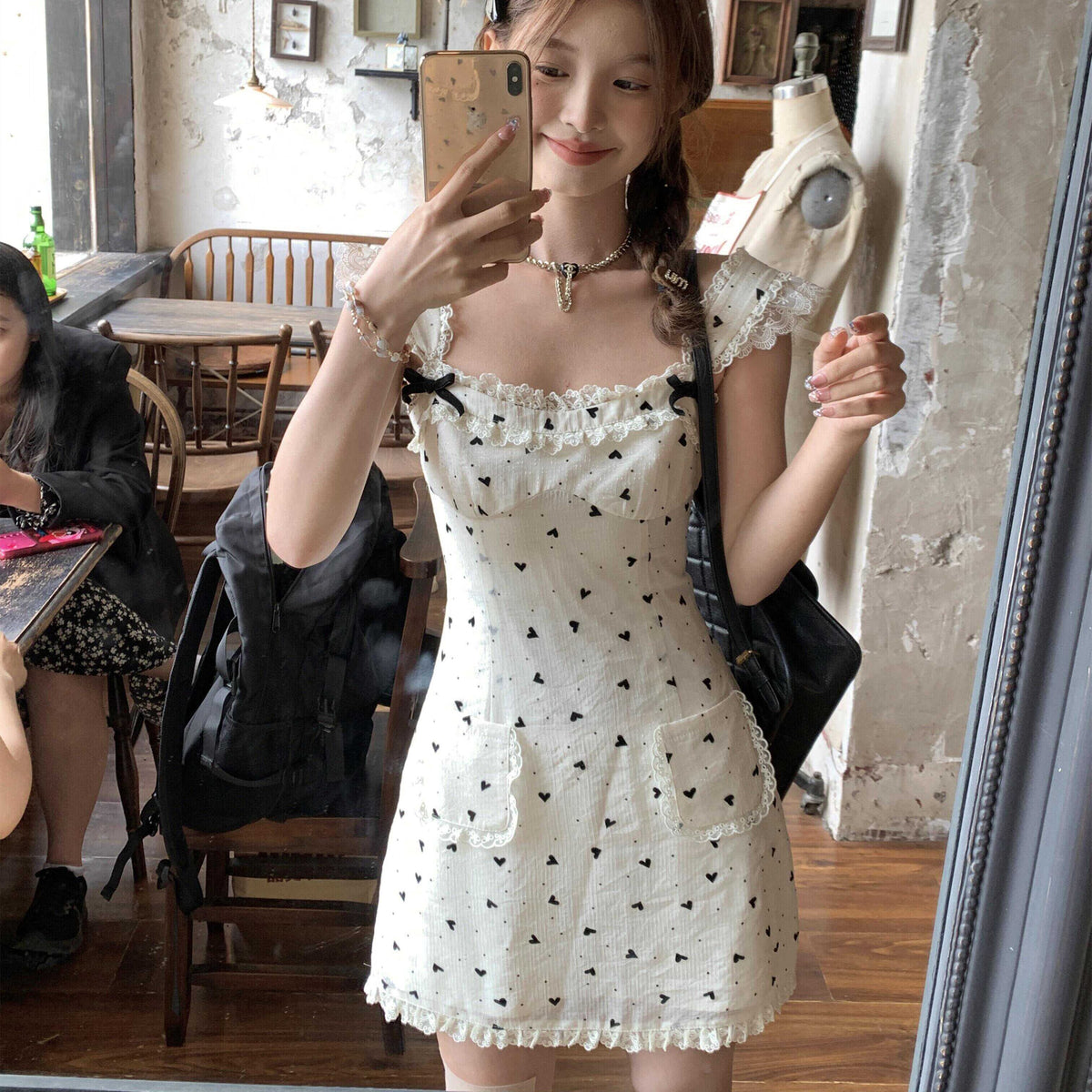 【dress】レース ハート柄キャミワンピース　M30055