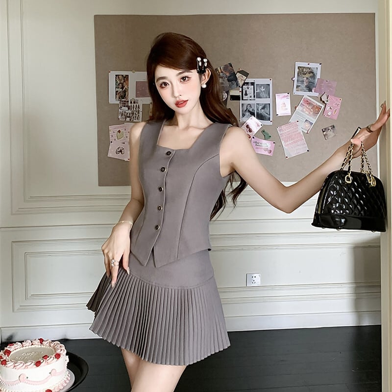 【set】ノースリーブトップス+スカートセット　M25088