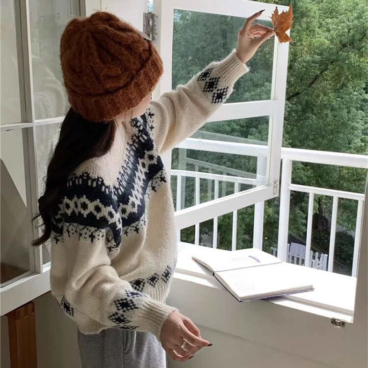 【tops】クルーネックニットセーター　M27382