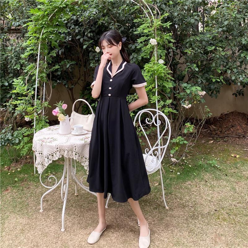 【dress】夏好感度UP!気質満点シンプルレトロレディース プラスサイズワンピース