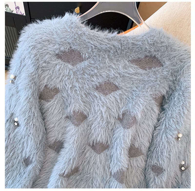 【outer】パールビジューニットカーデ　M27838