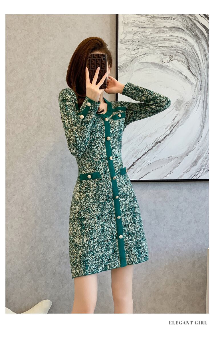 【dress】ニットワンピース着瘦せ人気デザイン　M17667
