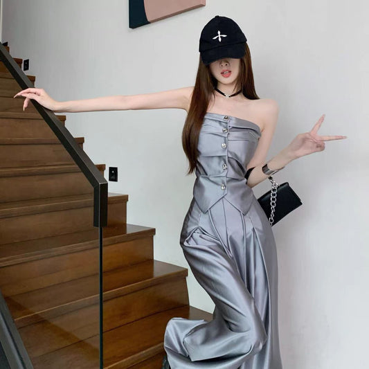 【set】ベアトップ+ハイウエストパンツ２点セットG21036