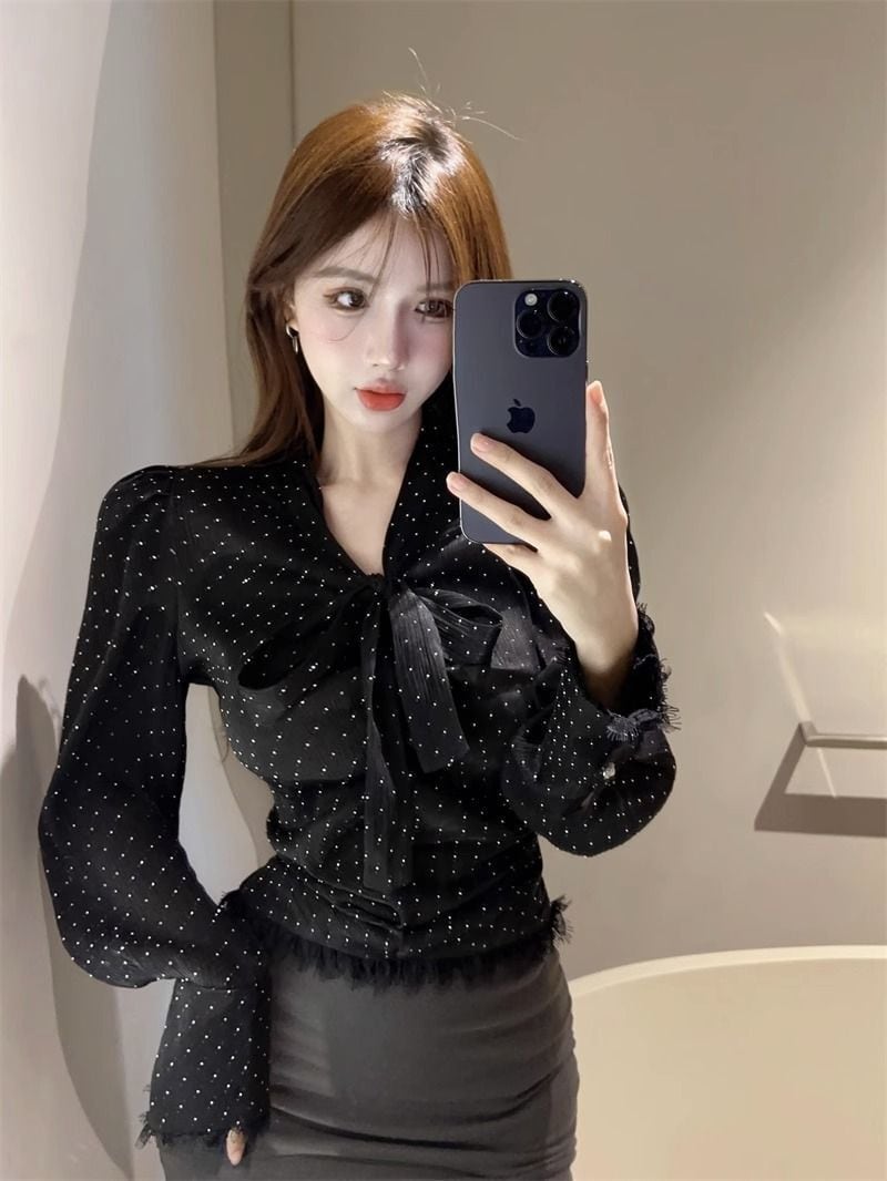 【tops】リボンレース ブラウスG21348