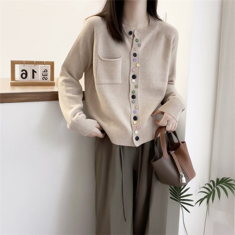 【outer】ボタンデザインニットカーデ　M25886