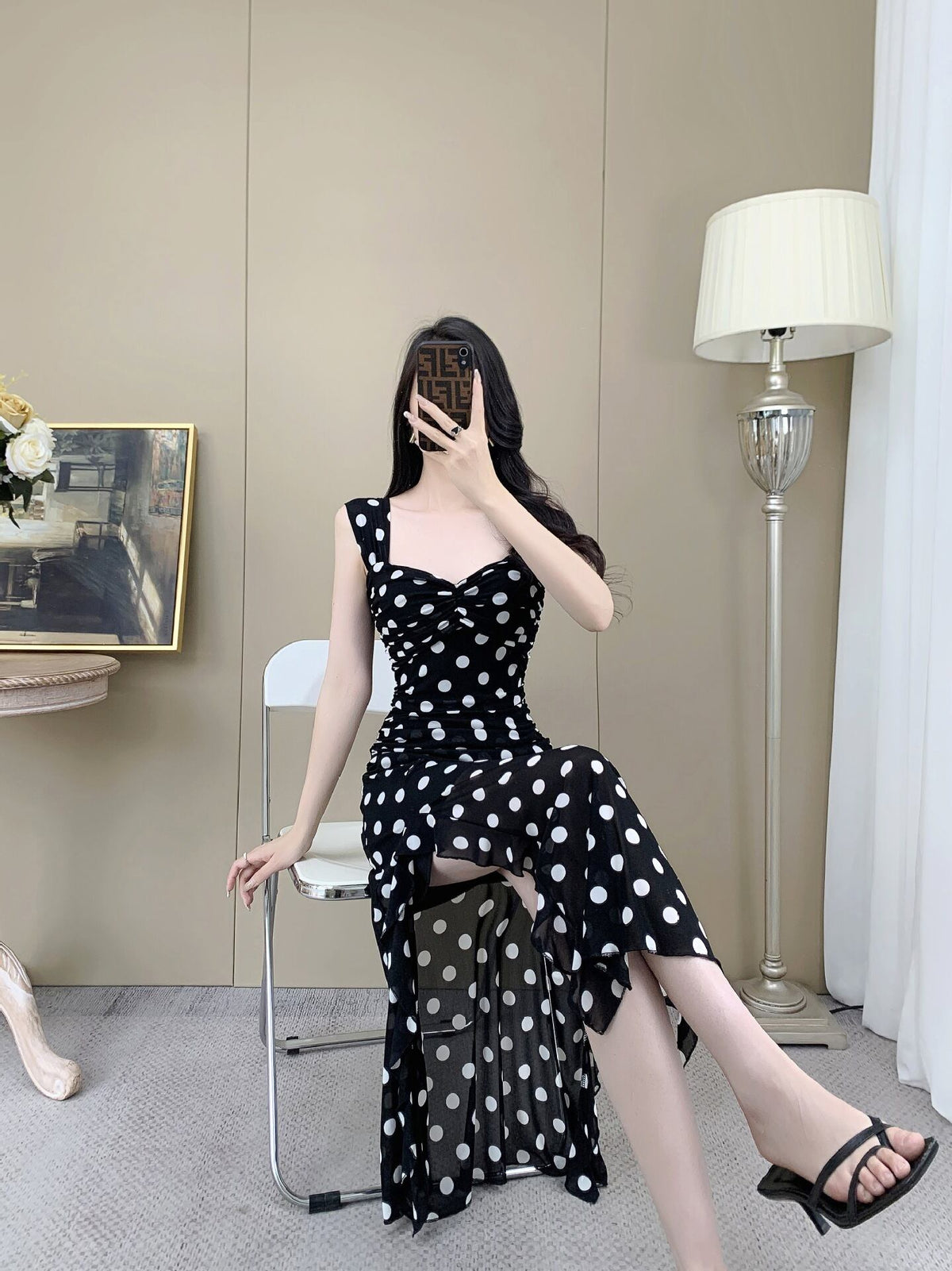 【dress】ドット柄キャミワンピース　M29994