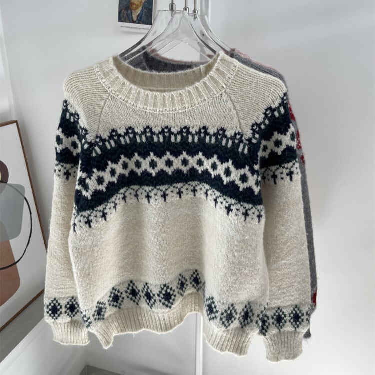 【tops】プリントニットセーター　M27509