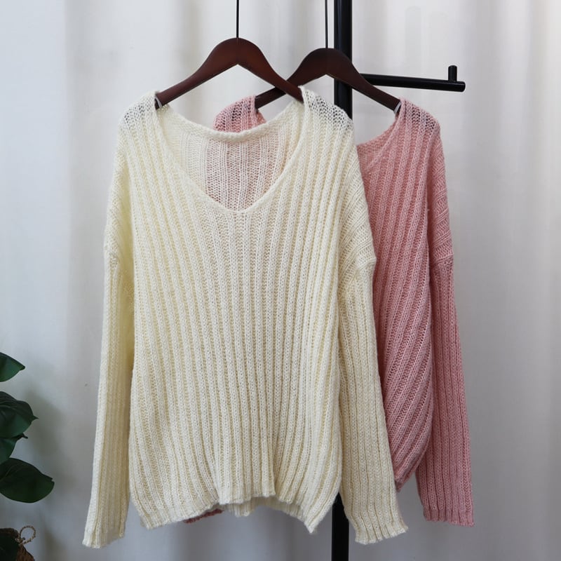 【tops】Vネックニットセーター　M26020