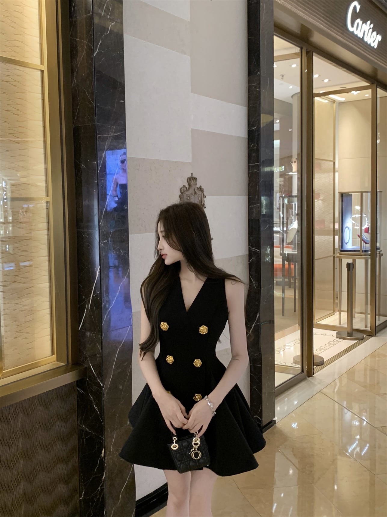 【dress】Vネックノースリーブワンピース　M29828